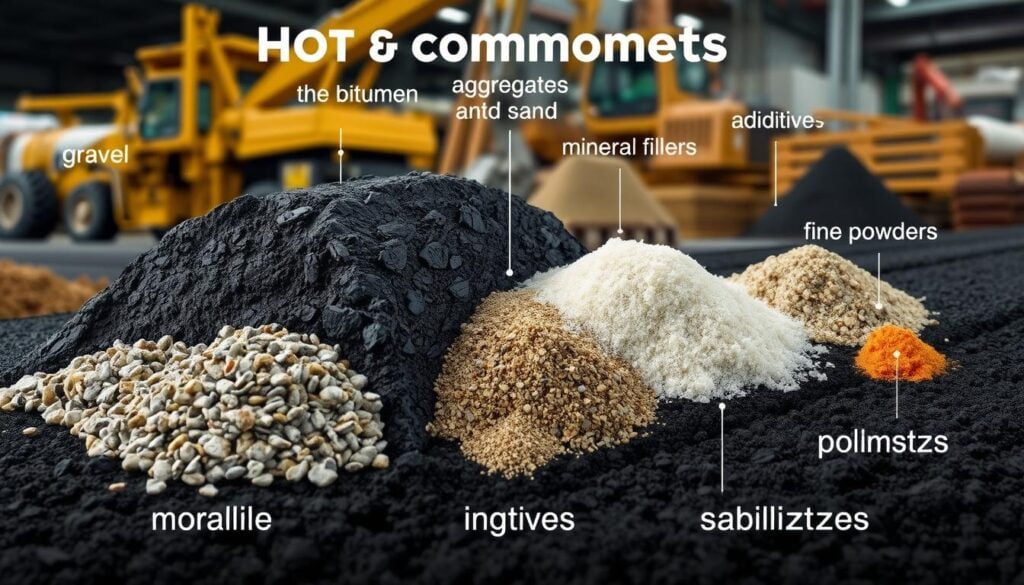 Componentes del asfalto en caliente