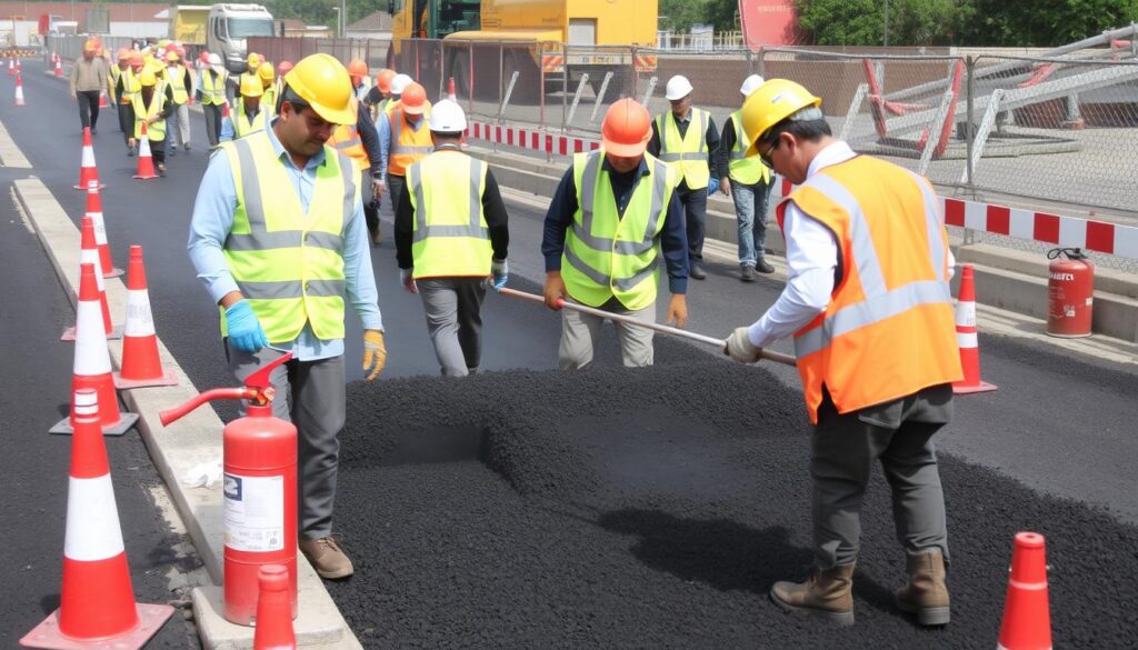 seguridad y precauciones en obras con asfalto caliente