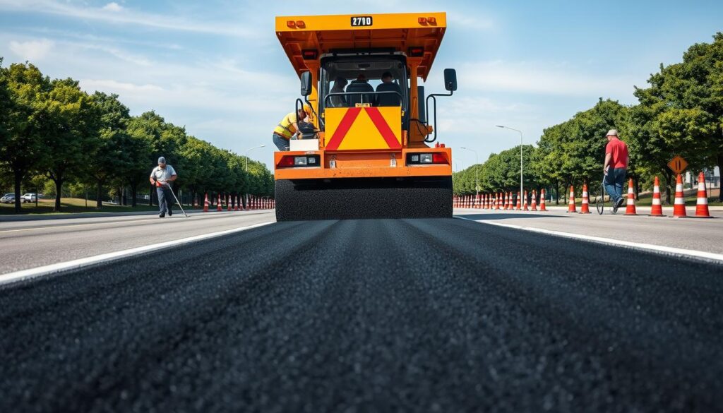 Construcción de carreteras con asfalto en caliente