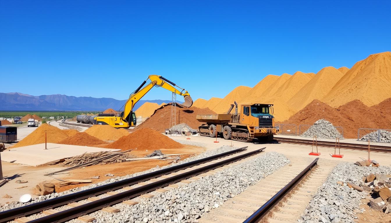 "Movimiento de tierras en la construcción de líneas ferroviarias"