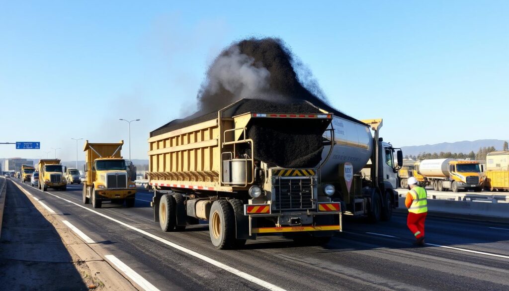 Transporte de mezcla asfáltica en caliente