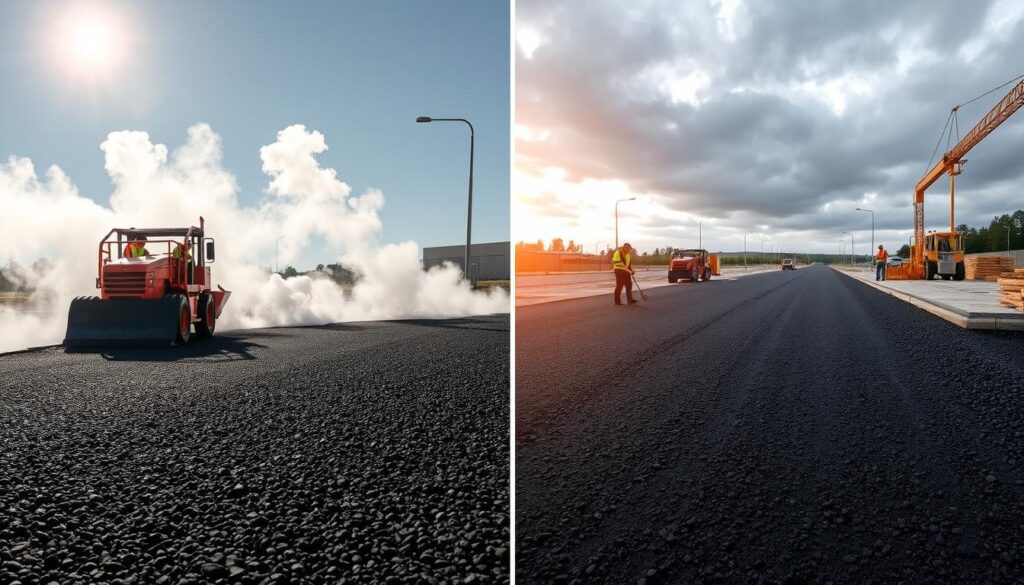 asfalto en caliente vs asfalto en frío